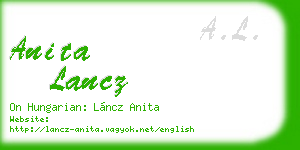 anita lancz business card